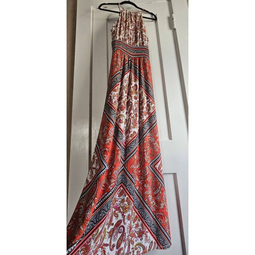 NWT LONDON STYLE Collection woman Sz 12 paisley maxi dress halter neckline